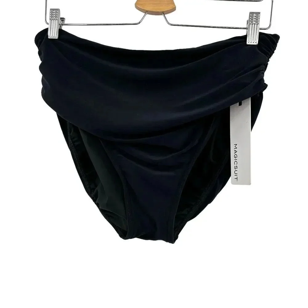 Magicsuit Shirred Jersey Swim Bottom Bikini Black‎ Size 16